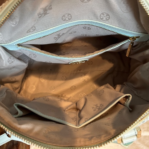 Tory Burch ROBINSON SATCHEL Light Blue With Detachable Strap - Picture 8 of 9